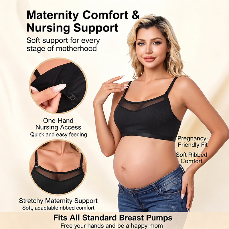 Nursing Bra Clip - Maternity Nursing Bra Wire Free Ribbed