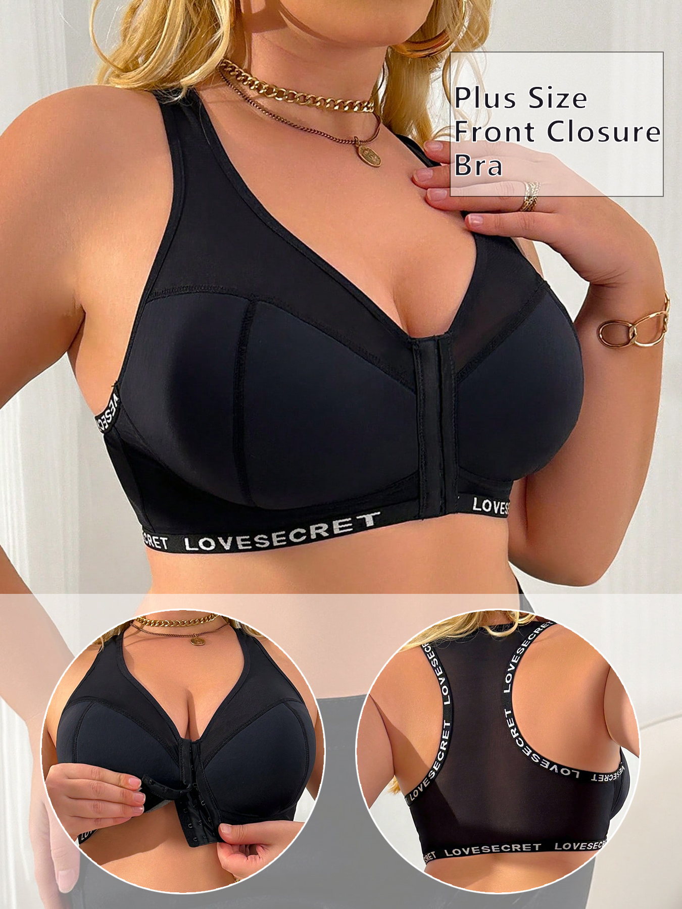 Wirefree Bra Comfort - Women Plus Size Lace Bra Front