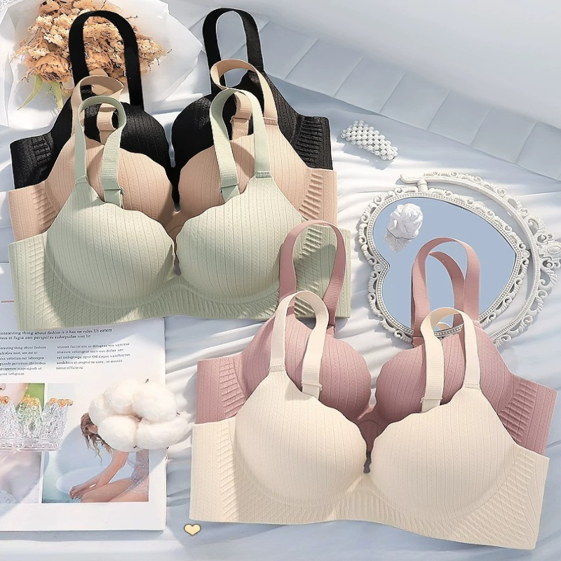 Wirefree Bra Comfort - Women Comfortable Thick Padded Gathering Lingerie