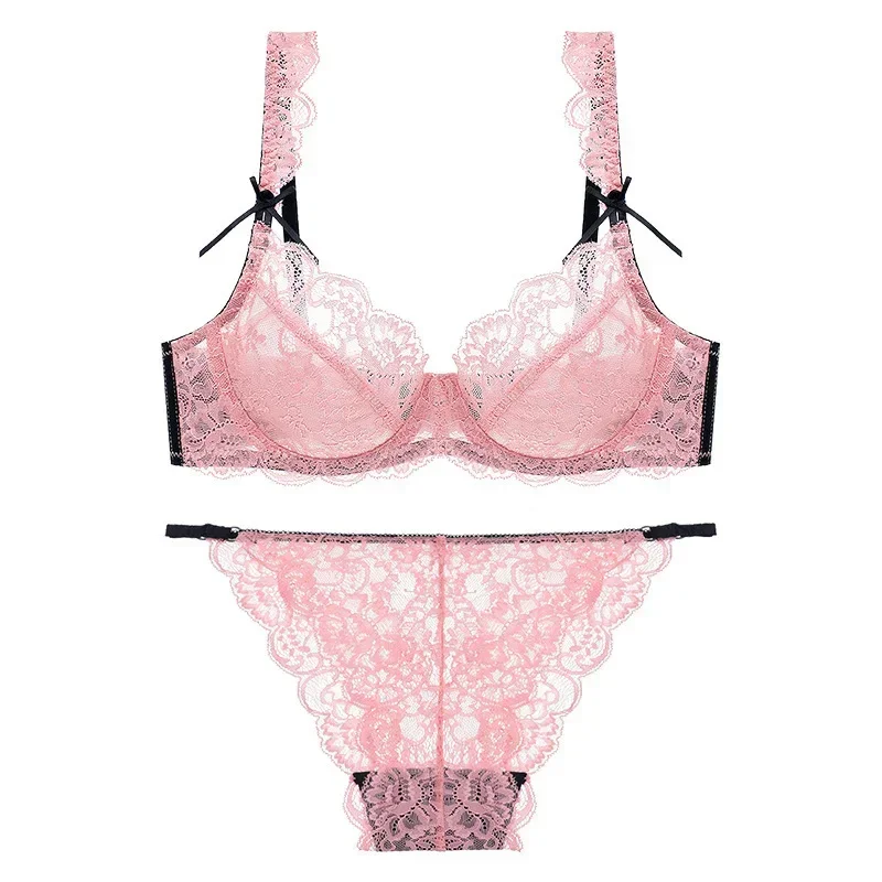 Underwire Bra Padded - Sexy Transparent Ultra-thin Lace Lingerie Set