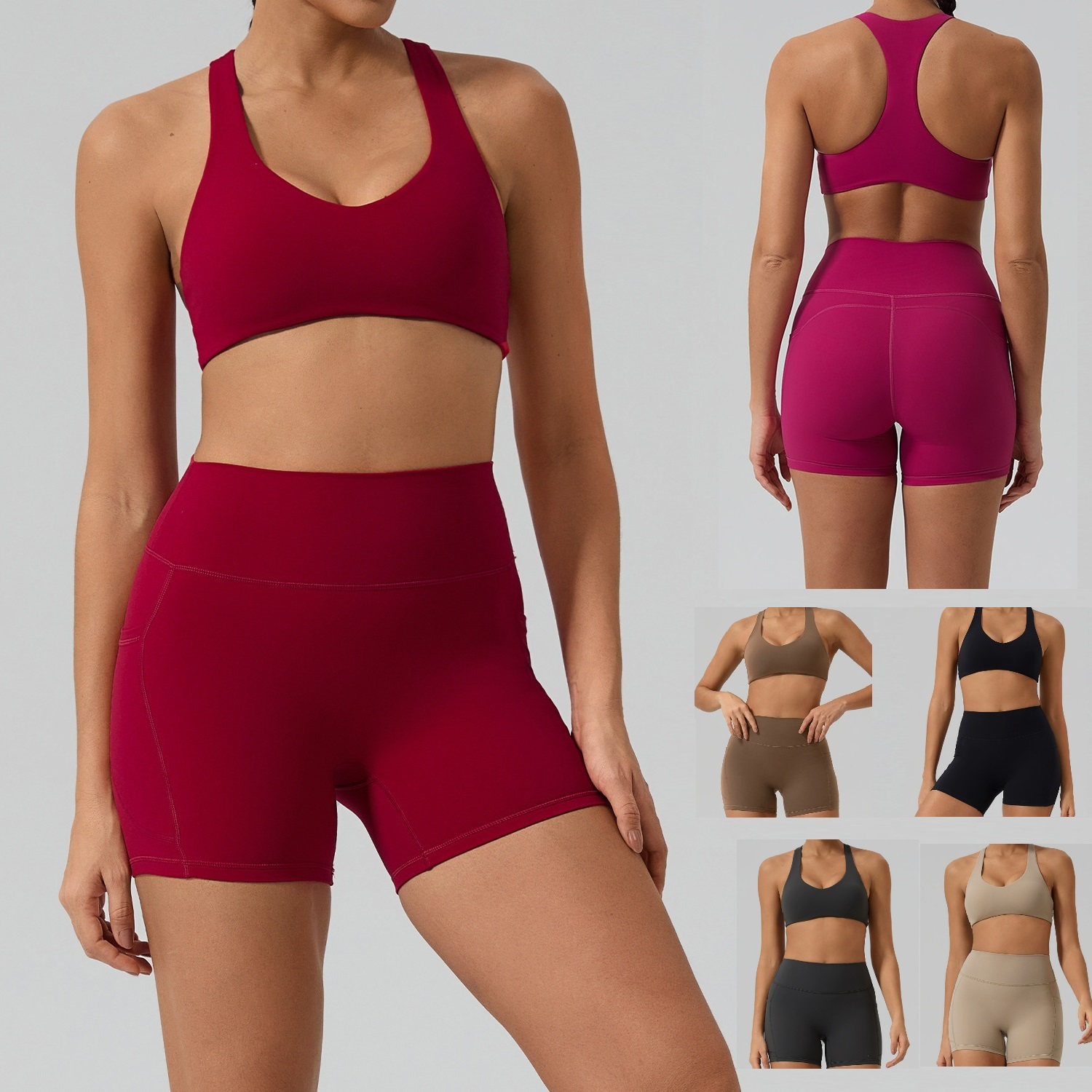 Sports Bra Racerback - 2PCS Sportswear Suit for Women High