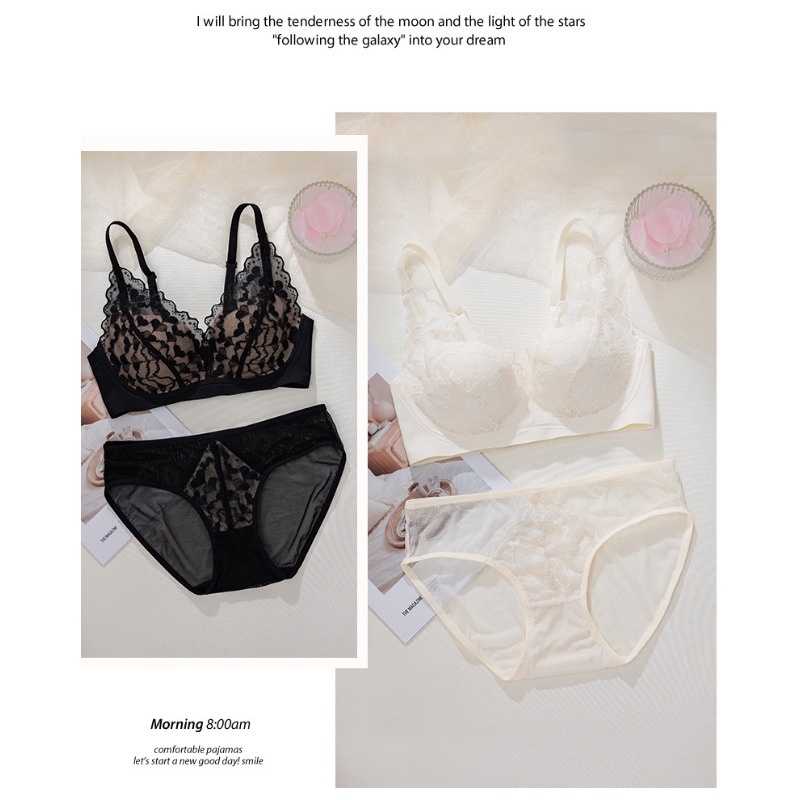 Wirefree Bra Comfort - French Sexy Lace Bra & Panty