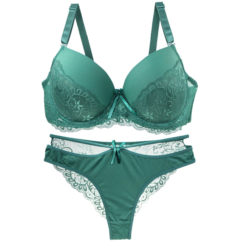 Underwire Bra Padded - DaiNaFang Sexy Bras Set Green Black