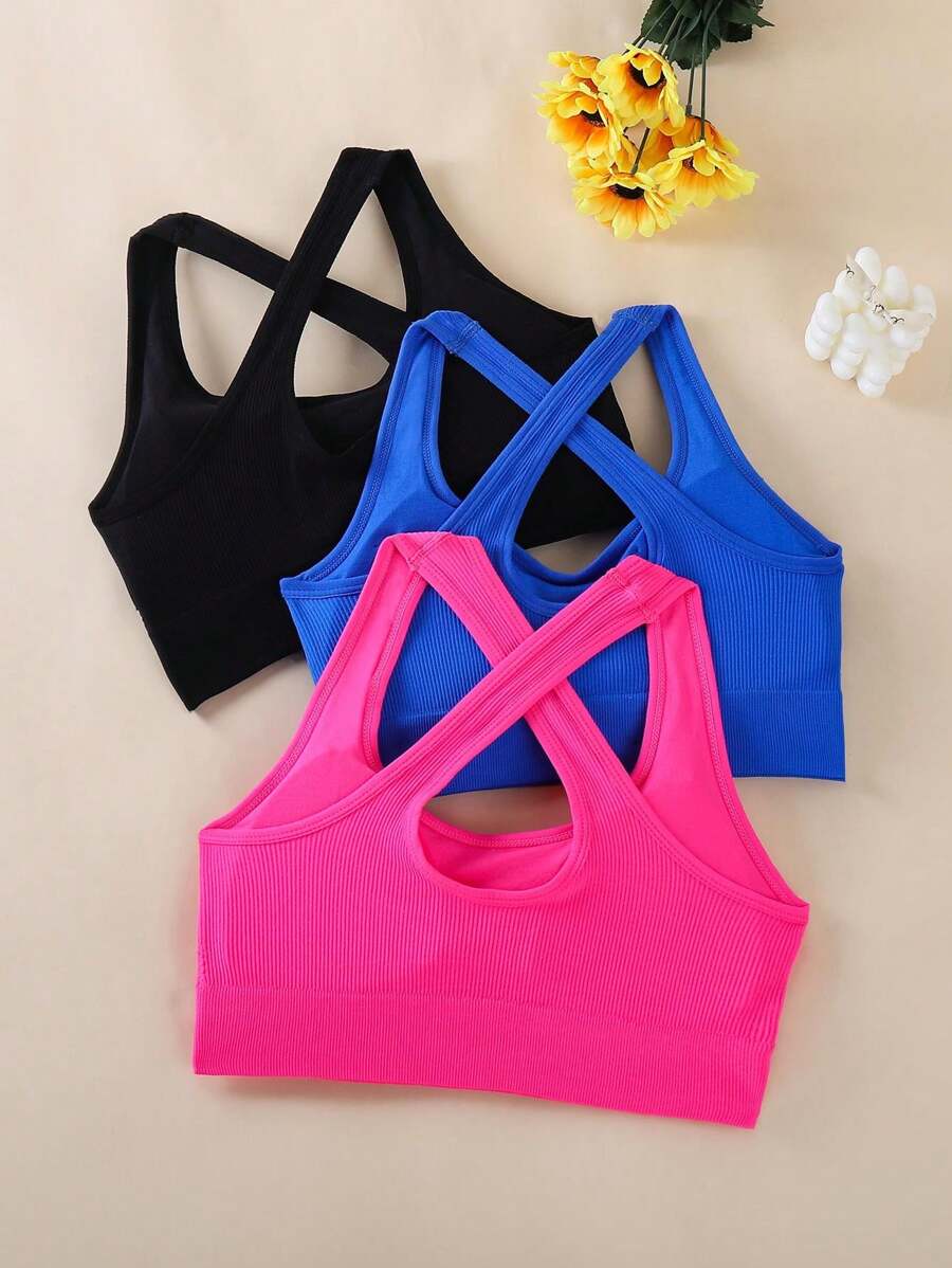 3pcs Criss-Cross Strap Sports  - مراجعة Sports Bra Racerback وسعره