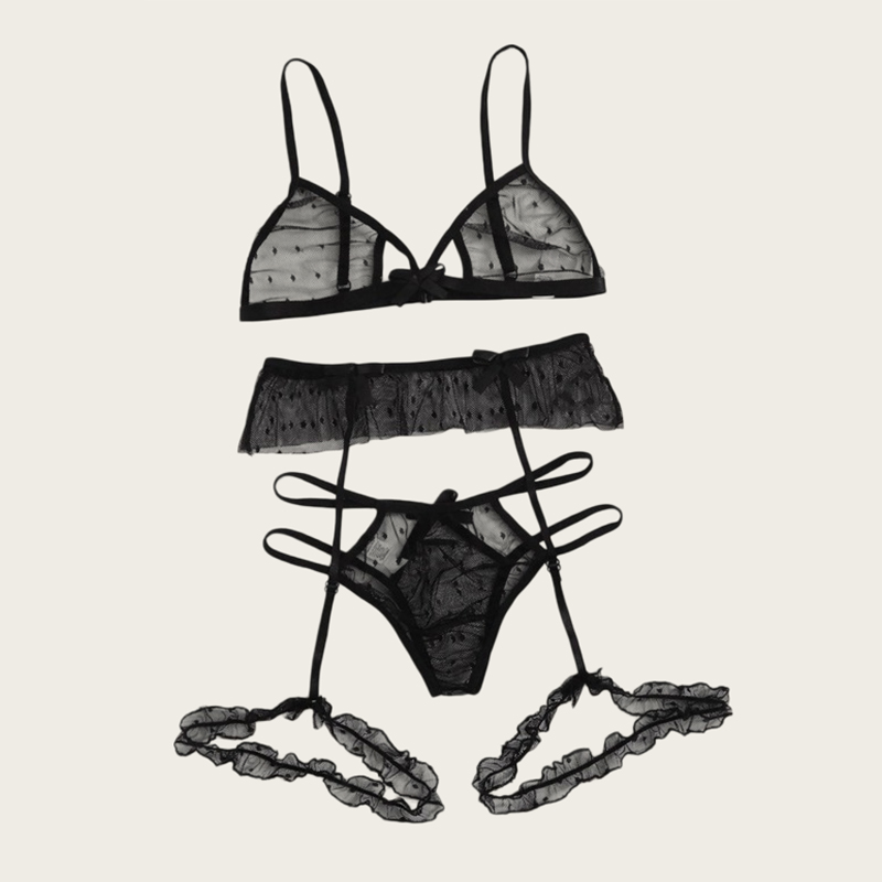 Bra set Women Sexy Mesh Linger - مراجعة Lace Bralette Set وسعره