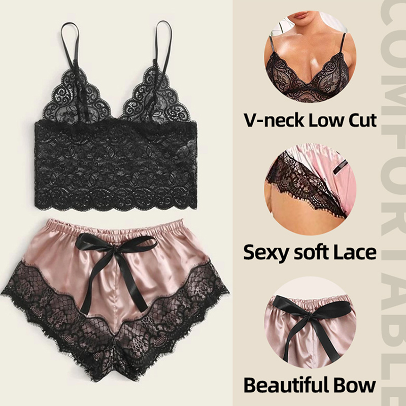 Women's 2 Piece Sexy Lace Paja - مراجعة Lace Bralette Set وسعره