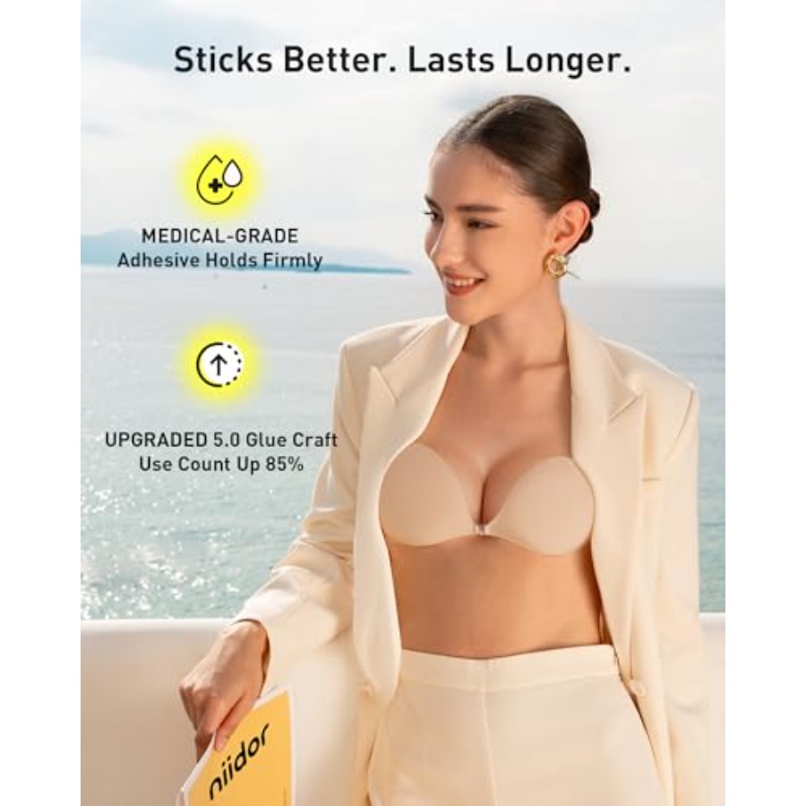 Niidor Adhesive Bra Strapless  - مراجعة Backless Bra Sticky وسعره