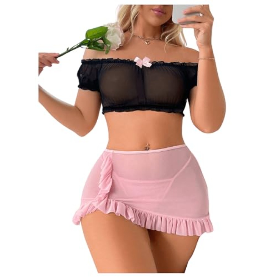 Sexy Lingerie Set for Women Sh - مراجعة Sheer Mesh Bra وسعره