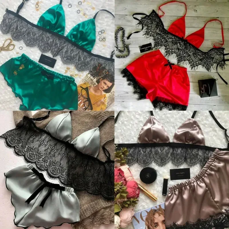 Women's Underwear Sexy Silk Sa - مراجعة Lace Bralette Set وسعره