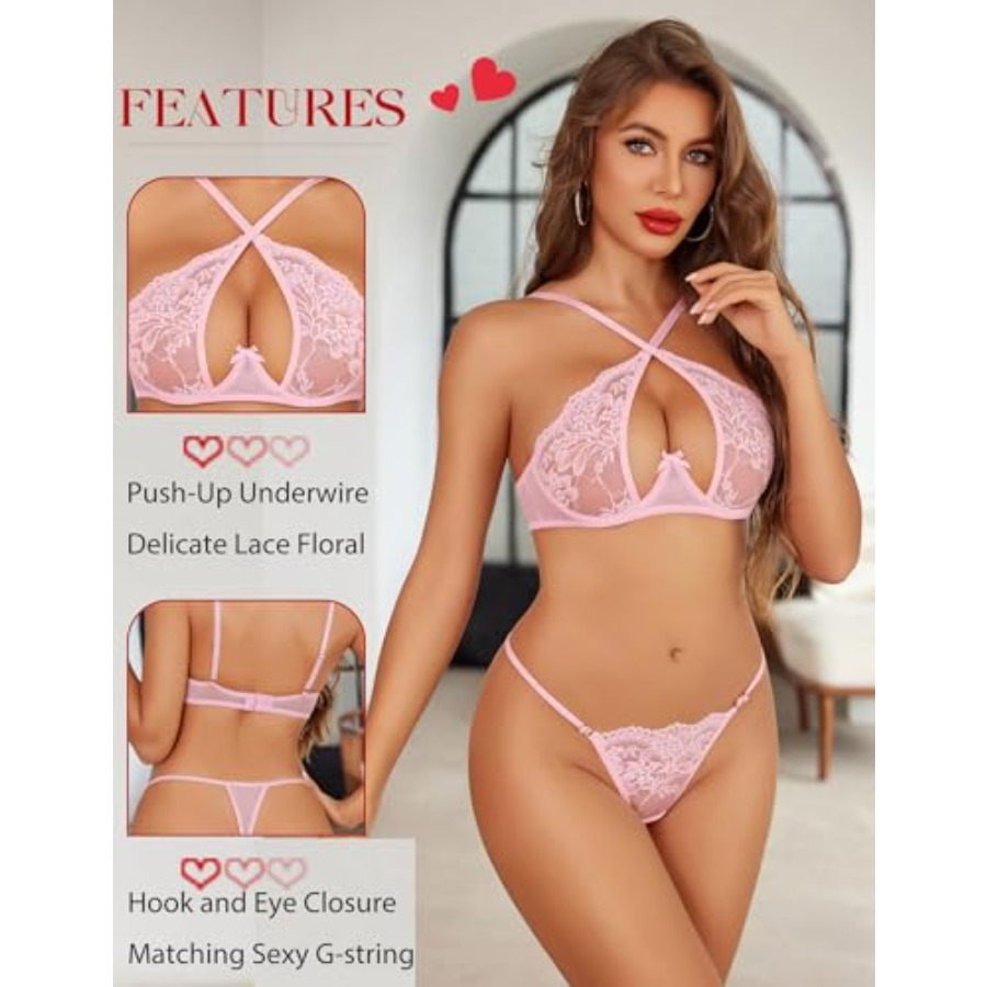 Avidlove Lace Floral Lingerie  - مراجعة Plunge Bra Push Up وسعره