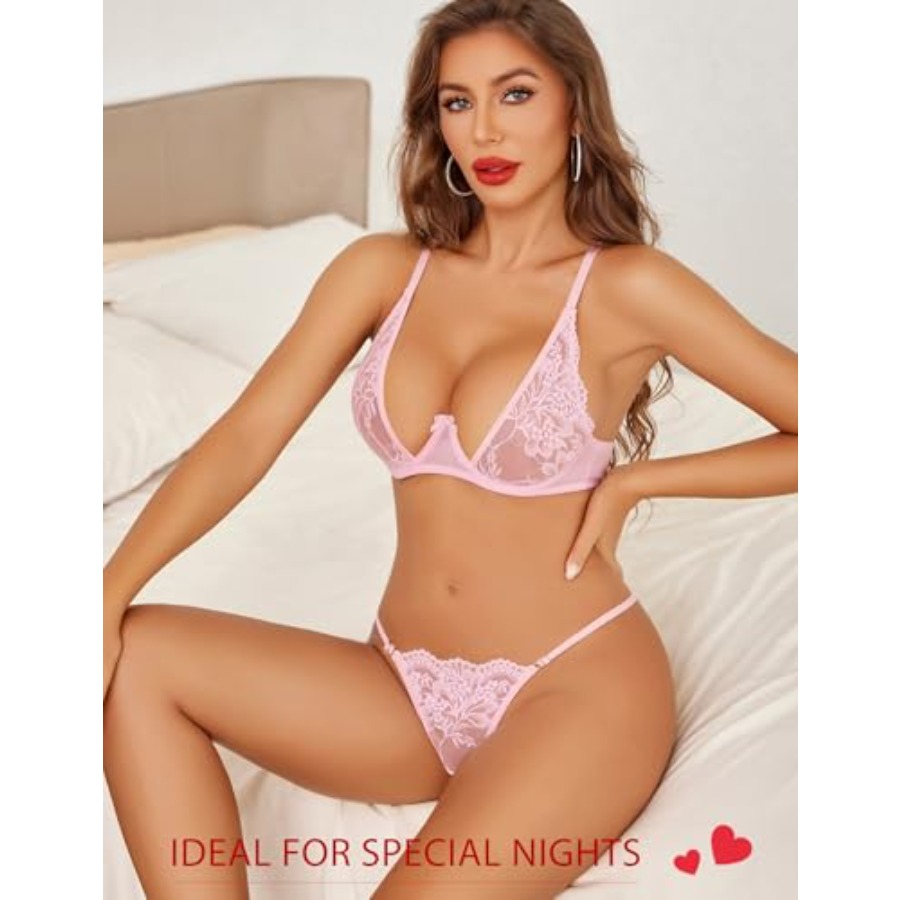 Avidlove Lace Floral Lingerie  - مراجعة Plunge Bra Push Up وسعره