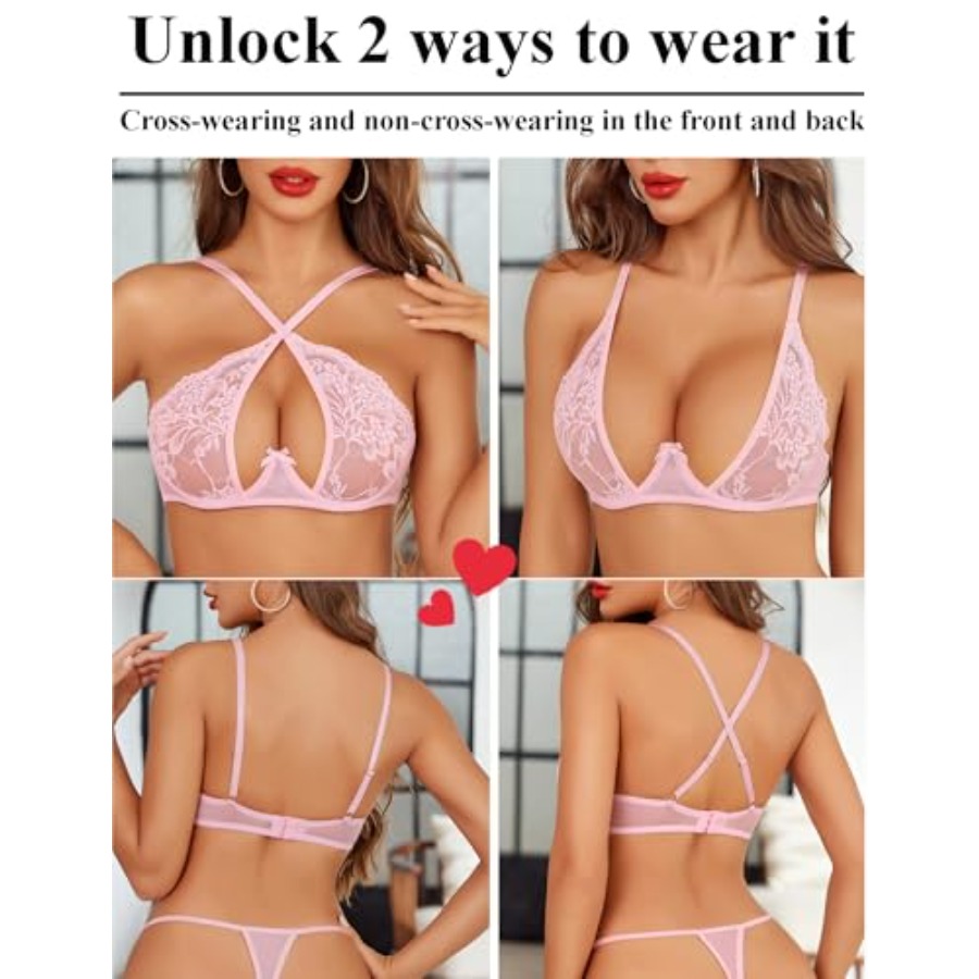 Avidlove Lace Floral Lingerie  - مراجعة Plunge Bra Push Up وسعره