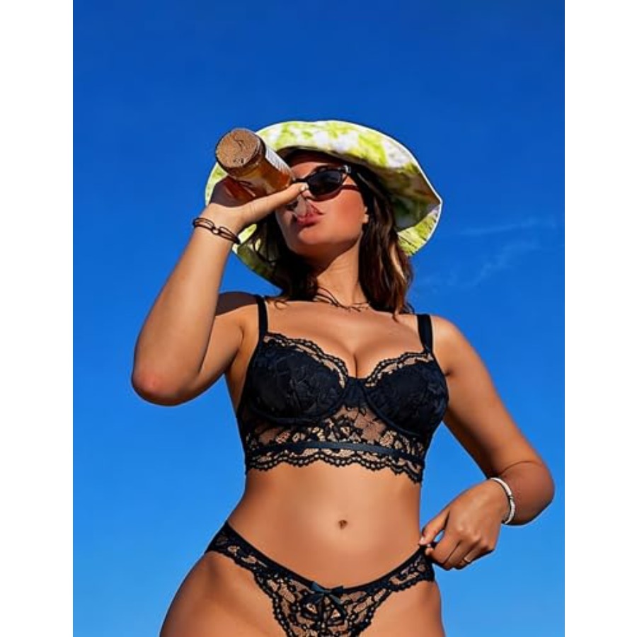 Lingerie for Women Lace Strapp - مراجعة Lace Bralette Set وسعره