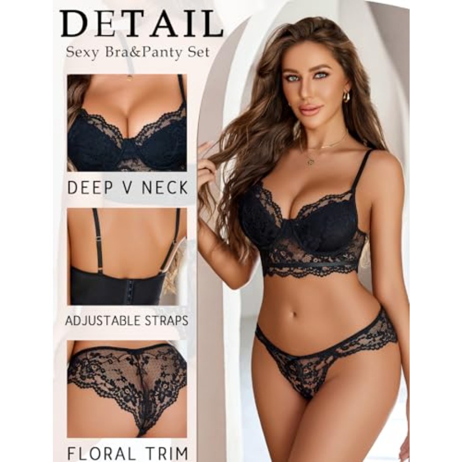 Lingerie for Women Lace Strapp - مراجعة Lace Bralette Set وسعره