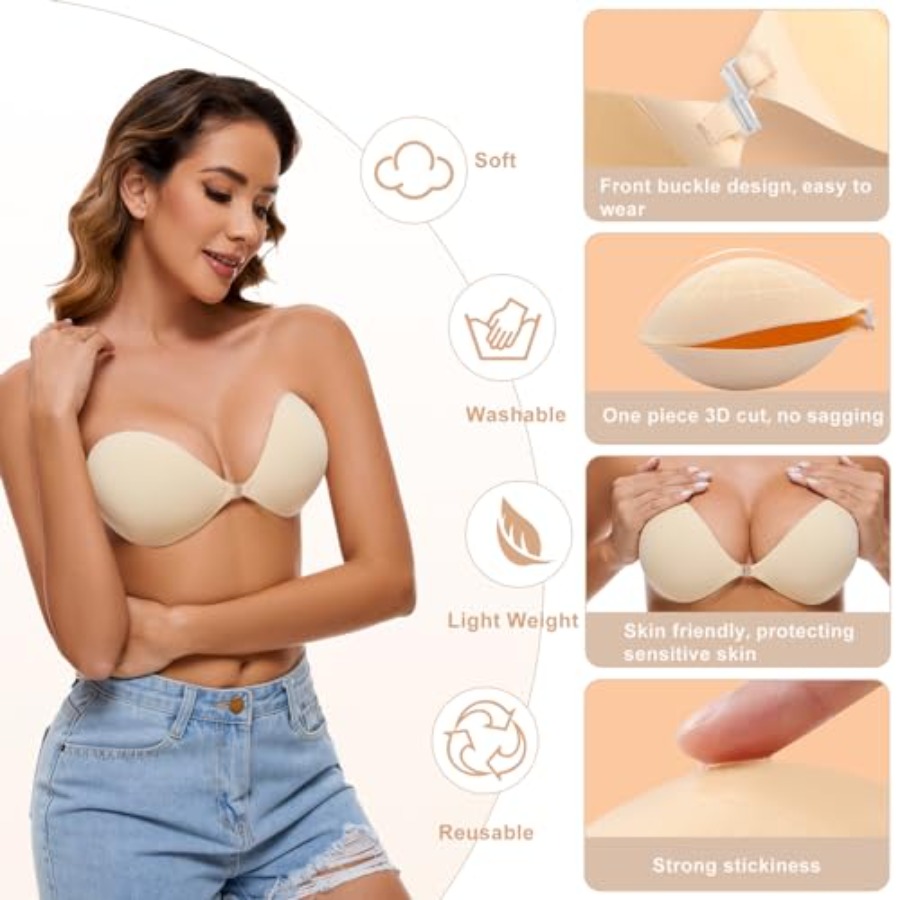 RELIRELIA Women's Sticky Self  - مراجعة Backless Bra Sticky وسعره